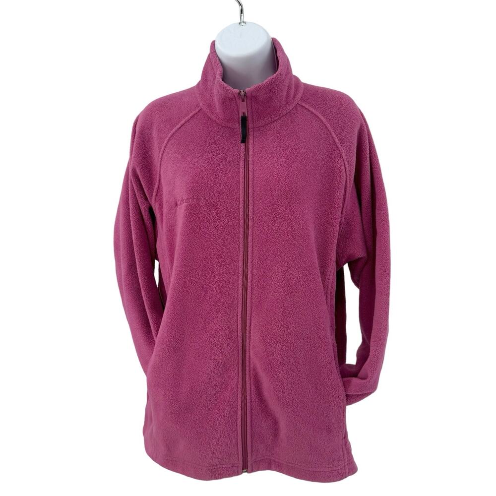 Columbia Pink Benton Springs Zip Up Fleece Jacket Womens L Relaxed Fit Collared - Picture 3 of 10